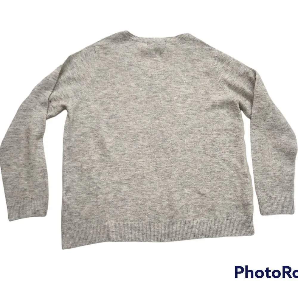 Vero Moda Ladies Size 2X Gray Black V-Neck Peekaboo Lace Sweater